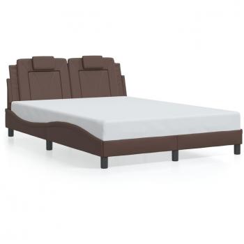 Cabecero de cama marrón de 140x190 cm en cuero sintético con estructura sin colchón