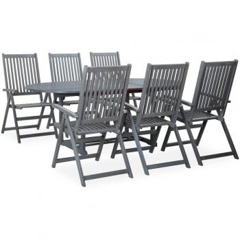7 Piece Outdoor Dining Set Solid Acacia Wood Grey with Cushions