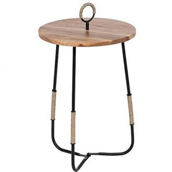 Mesa auxiliar 40,5 x 40,5 x 66 cm Natural Negro Madera Hierro
