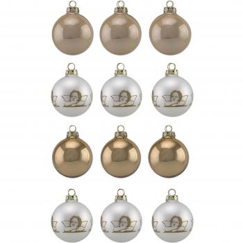 Thüringer glasdesign A012 - vidrio-juego 0606-2200 12 teilig, Por 6 bolas de 6 cm uni y decoración, diseño de ángel Raphael, diamantes, 4-Color