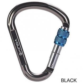 Tofern 1pieza montañismo escalada Screw Lock Mosquetón Acero, mujer hombre, P-shape, negro
