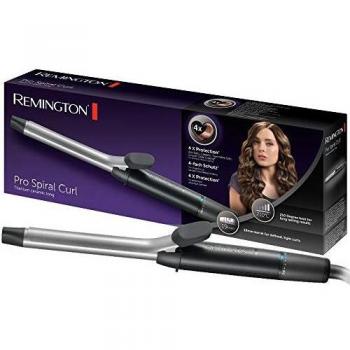 Remington Rizador de Pelo Pro Spiral Curl, Ondulador de Pelo con Pinza de 19 mm, Crea Rizos Definidos, Cerámica con Titanio, Turmalina, Protección y Brillo, 8 Temperaturas hasta 210°C, CI5519