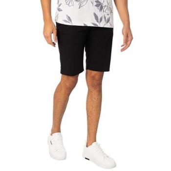 Bryan Black Stretch Gabardine Skinny Fit Chino Shorts for Men