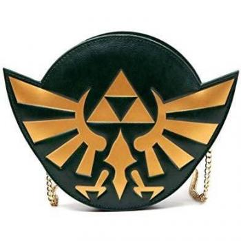 Bioworld NINTENDO Legend of Zelda Woman's Golden Hylian Royal Crest Ladies Purse with Chain, Dark Green Monedero, 21 cm, Verde