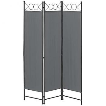 Biombo Separador de 3 Paneles Saragossa 171 x 120 cm Gris Oscuro Decorativo para Interior