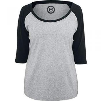 R.E.D. by EMP 3/4 Contrast Raglan tee Mujer Camiseta Manga Larga Gris/Negro XXL