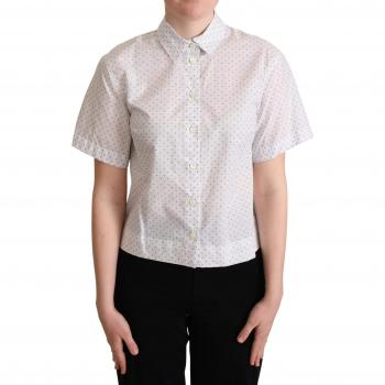 Dolce & Gabbana White Black Polka Dots Collar Blouse Shirt - IT42|M