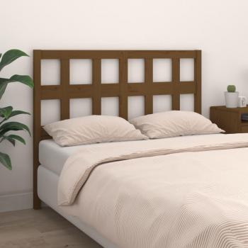 Cabecero para cama de madera maciza de pino en color marrón miel, dimensiones 125,5x4x100 cm