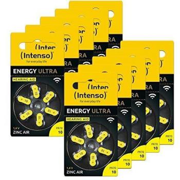 Baterías para Audífonos Intenso Energy Ultra A10 - 60 Piezas, Zinc-aire, 1.45V, 86mAh