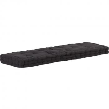 Cojín para palés de algodón negro 120x40x7 cm, decorativo de asiento, disponible en colores negro, antracita y gris