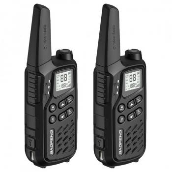 Walkie-talkie Baofeng BF-T25E negro, portátil, de dos vías, con frecuencia UHF/VHF, batería recargable de larga duración, pantalla LCD, función de escaneo y 16 canales