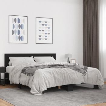 Cama Estructura de Madera Multicapa y Metal 150x200 cm Negro Azul