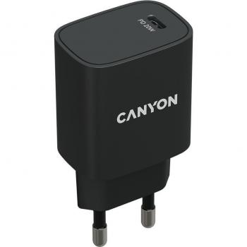 Cargador de Pared Canyon H-20-02 USB-C 20W con GPS, MP3, MP4 y compatibilidad con Smartphone y Tableta - Negro