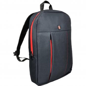 Port Designs Portland Urban Slim Padded Backpack for 15.6-Inch Laptops, Black/Red