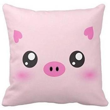 CottonHouse Cute Pig Face Kawaii Minimalism Throw Pillowcase