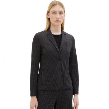 Blazer de mujer con estampado de cuadros y bolsillos parche