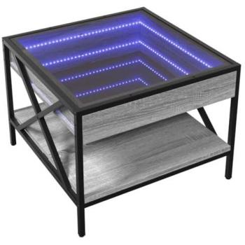 Mesa de centro con Infinity LED gris Sonoma 50x50x38 cm, mesita de Centro, Mesa Auxiliar, Mesa de salón, mesita, mesita de sofá