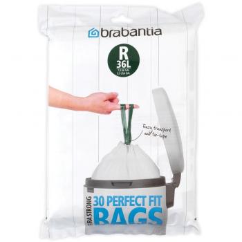 Brabantia Código R Expendedor de Bolsas de Basura de 36 L, Blanco, 30 Unidades