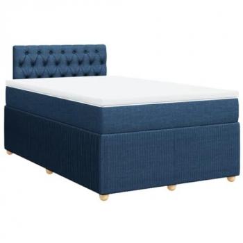 Cama box spring con colchón tela azul 120x190 cm Azul
