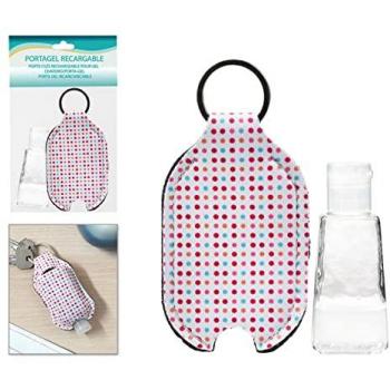 Llavero Porta Gel Hidroalcohólico Multicolor con Lunares 1ud
