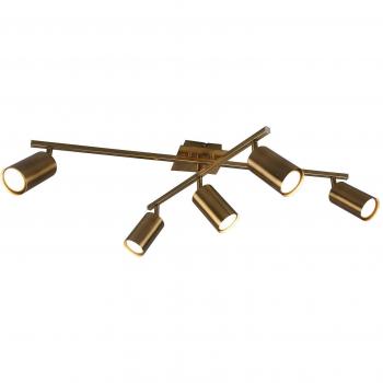 Foco de techo Marley, latón antiguo, 5 luces orientables