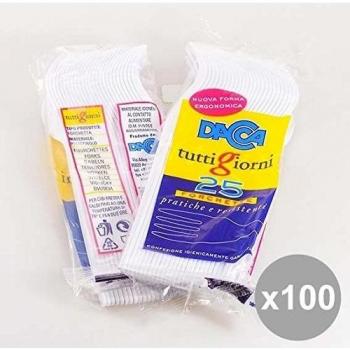 Set 100 DACCA Forchette Bianco 25Pz Articoli per la tavola