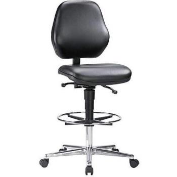 Silla de Trabajo Giratoria Básica con Ruedas y Respaldo Contacto, Tapizado en Cuero Sintético, Altura Ajustable 650-910 mm