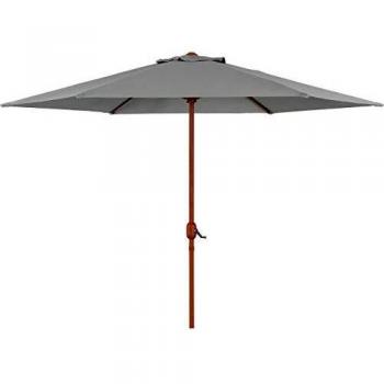 Parasol de jardín Derecho Acabado de Madera - Luz - Redondo - Ø 3m - Gris