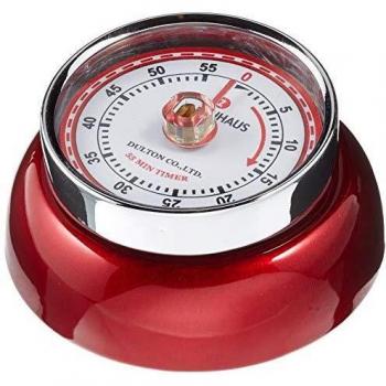 Temporizador de Cocina Magnético Zassenhaus Speed Rojo Metálico - Mecánico, Sin Batería, Diseño Nostálgico