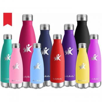KollyKolla Botella de Agua Acero Inoxidable Termica Oficina Termos Agua Ecológica Frascos Térmicos Deportiva Termo Niños Sin BPA Reutilizables Water Bottle Deporte Gym,