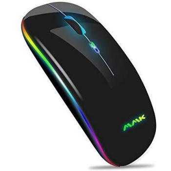 Ratón Inalámbrico Bluetooth Recargable, Ratón Retroiluminado de 7 Colores con Mini Receptor USB de 2,4 GHz, 1200,1600DPI Ajustable,Compatible con Laptop, PC, Ordenador, Chromebook, Notebook