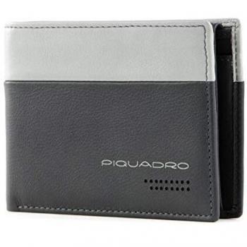 Piquadro Grey Leather Wallet RFID Protection, Multicolor male, Size: ONE SIZE