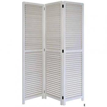 Biombo de madera blanco plegable 3 paneles 120x170 cm