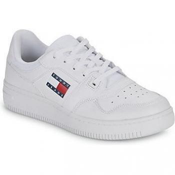 Tommy Hilfiger Retro Basket Essential Women's Sneakers - Classic White Lace-Up with Contrast Accents, Size 11 US (EU41)