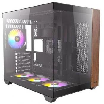 Caja Midi Tower ATX Antec CX800 Wood ARGB con paneles de vidrio templado y 4 ventiladores ARGB, negro