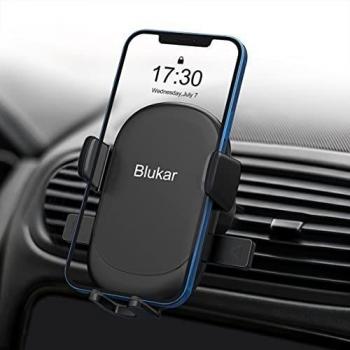Blukar Soporte Móvil Coche, Universal Soporte Teléfono Coche para Rejilla del Aire Ventilación, 360° Rotación/Lanzamiento de una Tecla para iPhone 12/11 y Otros Dispositivos de 4-6.7 Pulgadas