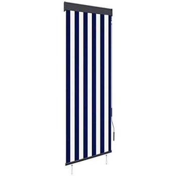 Estor enrollable de exterior Día y Noche azul y blanco 60x250 cm