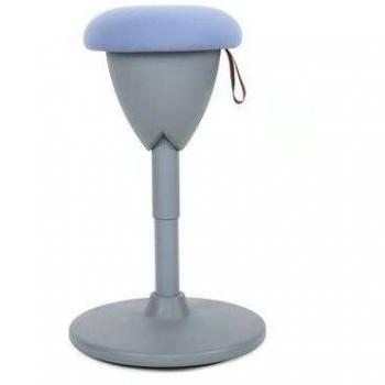 Taburete Cromad Design Multiusos, Asiento Ajustable Giro 360º, Azul Claro/Gris