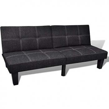 vidaXL Sofá Cama Ajustable de Madera Acero y Tela Negro con Líneas Grises