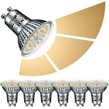EACLL Bombillas LED GU10 Blanco Cálido 10W Regulable de 3 Etapas, Pack de 6. 3000K 940 Lúmenes Reemplaza 125W Halógeno, 3 Brillos Con Memoria, Lámparas Reflectoras 3 en 1, Focos Sin Parpadeo
