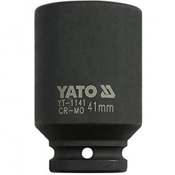 Toma de llaves de impacto Yato YT-1141, cubos insertables, fabricado en acero al cromo vanadio, acabado mate, tamaño 1/2, incluye varias medidas para diferentes aplicaciones