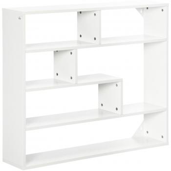 Estantería de Pared con 7 Compartimientos Abiertos Estilo Moderno 94x19,5x80 cm Blanco