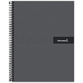 Cuaderno espiral liderpapel a5 micro crafty tapa forrada 120h 90 gr cuadro 5mm 5 bandas6 taladros color negro