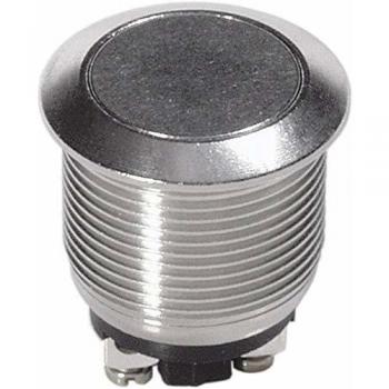 Interruptor de Botón Pulsador APEM Antivandálico Plata SPST 2A 48V DC Montaje en 22mm