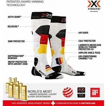 X-Socks Calcetines de esquí unisex Patriot 4.0 Germany, Unisex adulto, XS-SS46W19U-T024-45/47, Fabricado en Alemania., 45-47