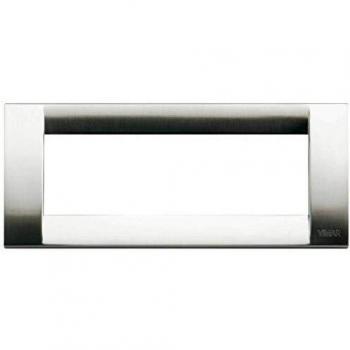 Placa Clásica Vimar Idea 6 Módulos Metal Níquel Cepillado