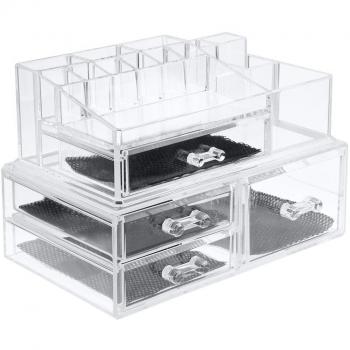 ISWEES Organizadores de cosméticos XXXL, Caja Organizador para Cosméticos, 20 Compartimentos,4 Grande Cajones Acrílico