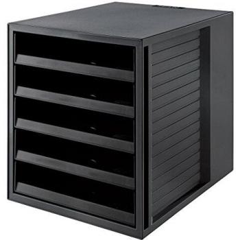 Cajonera HAN KARMA A4, 5 cajones abiertos, negro, dimensiones 275 mm (ancho) x 330 mm (profundidad) x 320 mm (alto), fabricada con al menos 80%