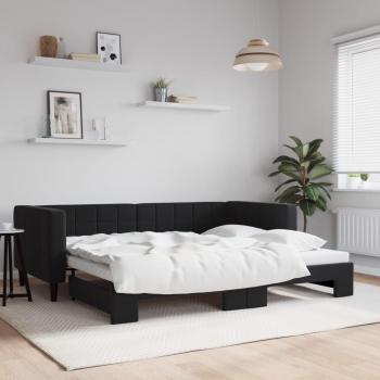 Sofá cama nido terciopelo negro 90x200 cm con cama extraíble