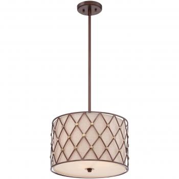 Lámpara colgante Lattice marrón cobre 25,4 Cm - Lámpara colgante de techo mediana, 3 luces, celosía marrón cobre, E27 - Elstead